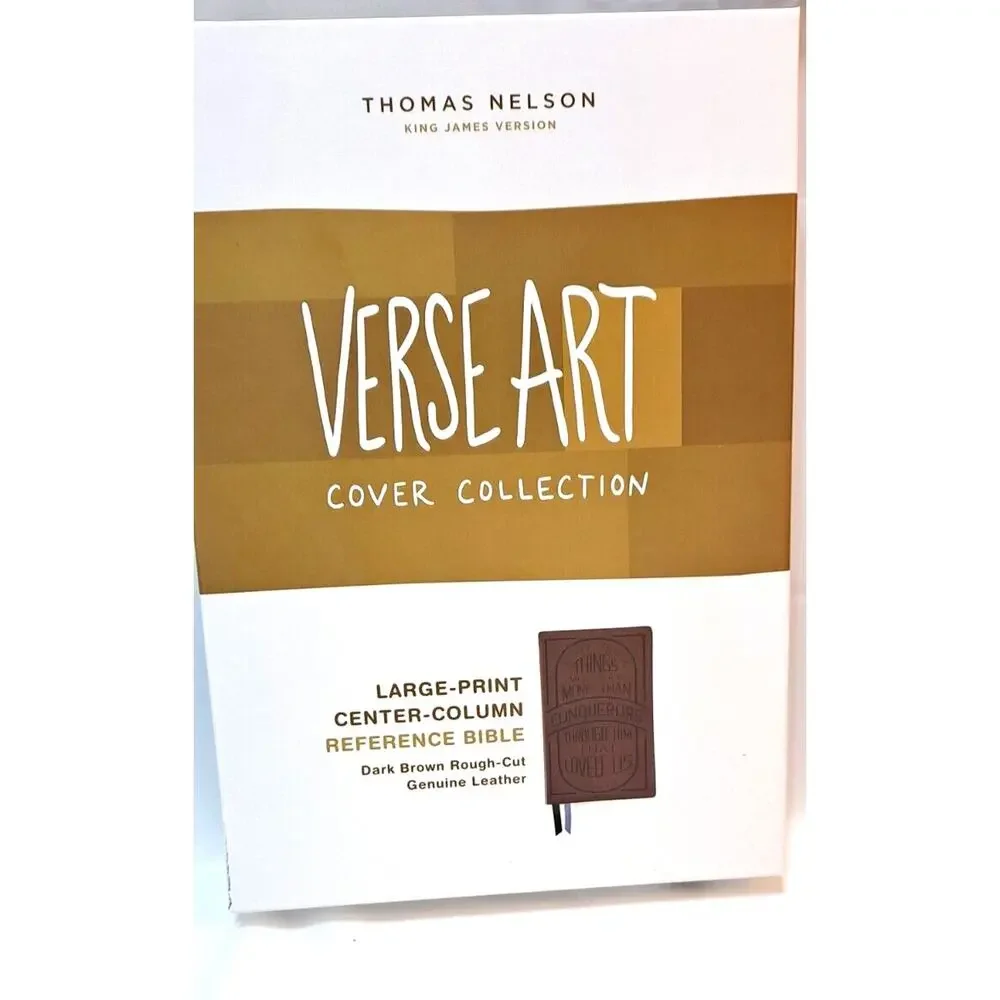 KJV Reference Bible: Verse Art Cover, Personal Size, Dark Brown Genuine Leather